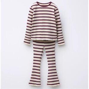 ZARA RIBBED FLARE LEGGINGS AND T-SHIRT SET